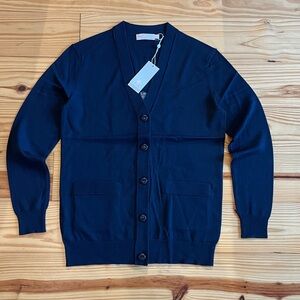 Tory Burch Navy Blue V‑Neck Button Cardigan